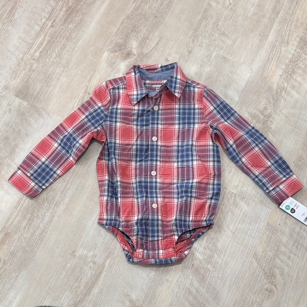 OshKosh B'gosh Red and Blue Plaid Bodysuit